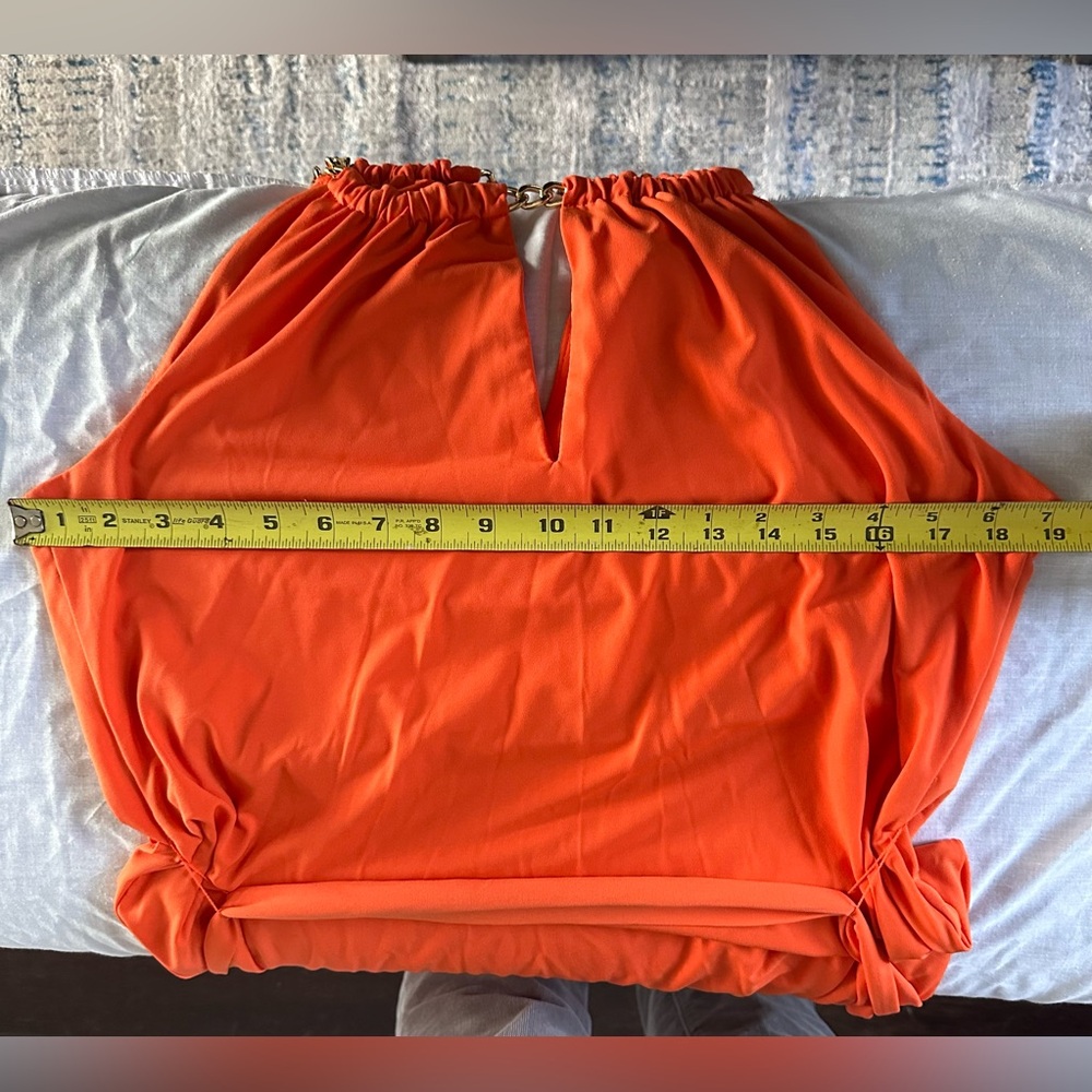 Michael Michael Kors Orange Belted Halter Tunic Gold Chain Neck Size M - Picture 12 of 12